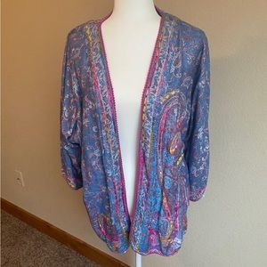 Kimono wrap. Multicolor with yarn stitching. Worn once. Perfect condition.